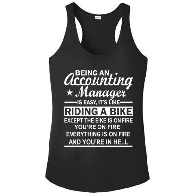 Being An Accounting Manager Riding A Bike In Hell Ladies PosiCharge Competitor Racerback Tank