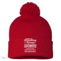 Being An Accounting Manager Riding A Bike In Hell Pom Pom 12in Knit Beanie