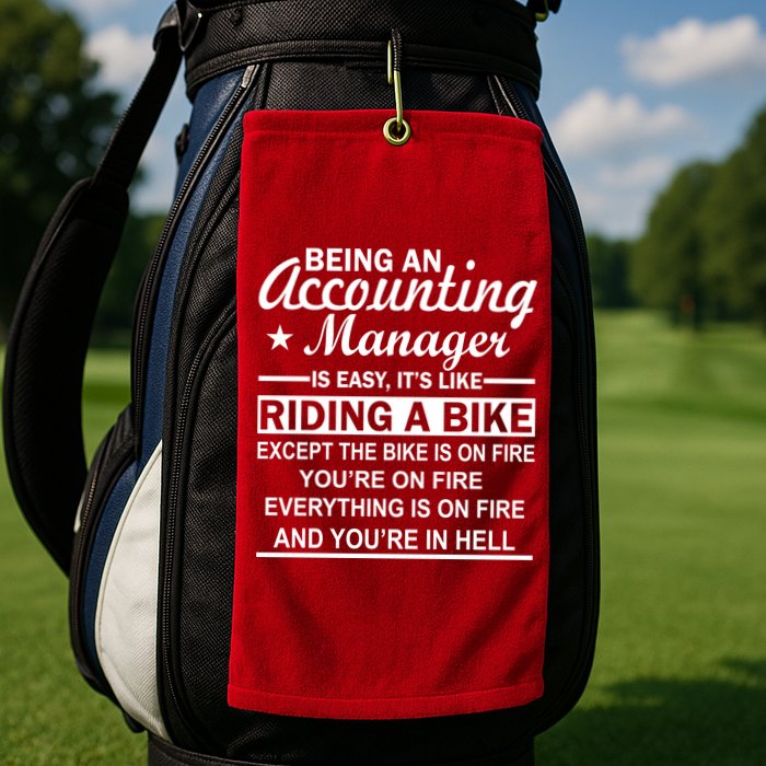 Being An Accounting Manager Riding A Bike In Hell Golf Towel