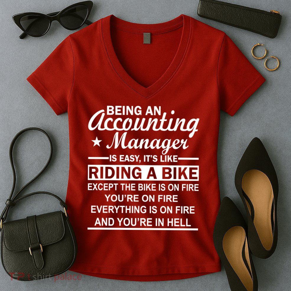 Being An Accounting Manager Riding A Bike In Hell Women's V-Neck T-Shirt