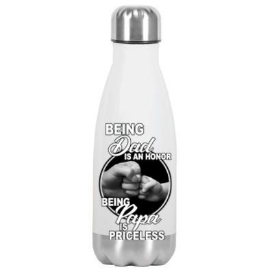 Being Dad Is An Honor Papa Is Priceless Stainless Steel Insulated Water Bottle