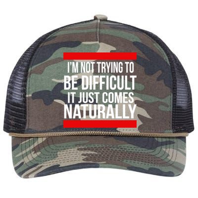 Being Difficult Comes Naturally Retro Rope Trucker Hat Cap