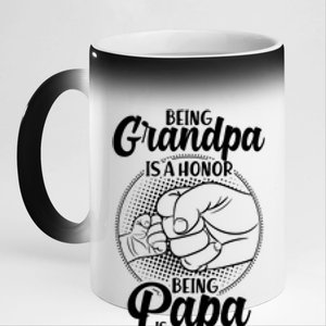 Being Grandpa Is A Honor Being Papa Is Priceless 11oz Black Color Changing Mug