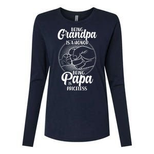 Being Grandpa Is A Honor Being Papa Is Priceless Womens Cotton Relaxed Long Sleeve T-Shirt