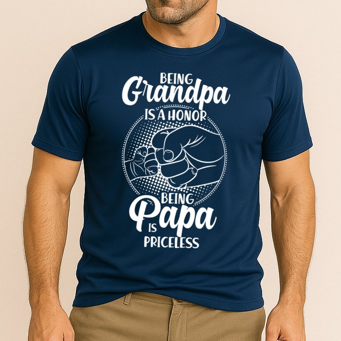Being Grandpa Is A Honor Being Papa Is Priceless Cooling Performance Crew T-Shirt
