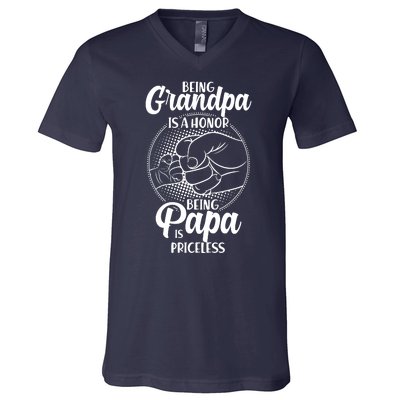 Being Grandpa Is A Honor Being Papa Is Priceless V-Neck T-Shirt