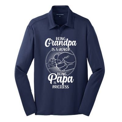 Being Grandpa Is A Honor Being Papa Is Priceless Silk Touch Performance Long Sleeve Polo