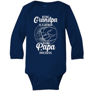 Being Grandpa Is A Honor Being Papa Is Priceless Baby Long Sleeve Bodysuit