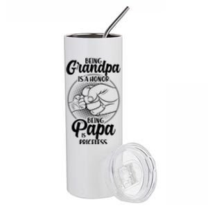 Being Grandpa Is A Honor Being Papa Is Priceless Stainless Steel Tumbler