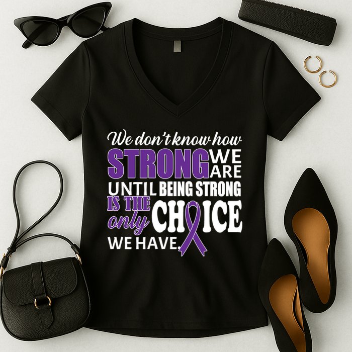 Being Strong Is The Only Choice Lupus Awareness Women's V-Neck T-Shirt