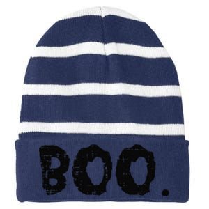 Boo Easy Lazy Spooky Halloween Women Striped Beanie with Solid Band