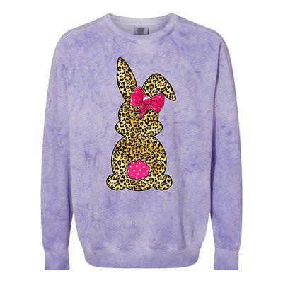 Bunny Easter Leopard Print Rabbit Easter Day Colorblast Crewneck Sweatshirt