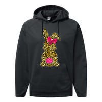 Bunny Easter Leopard Print Rabbit Easter Day Performance Fleece Hoodie