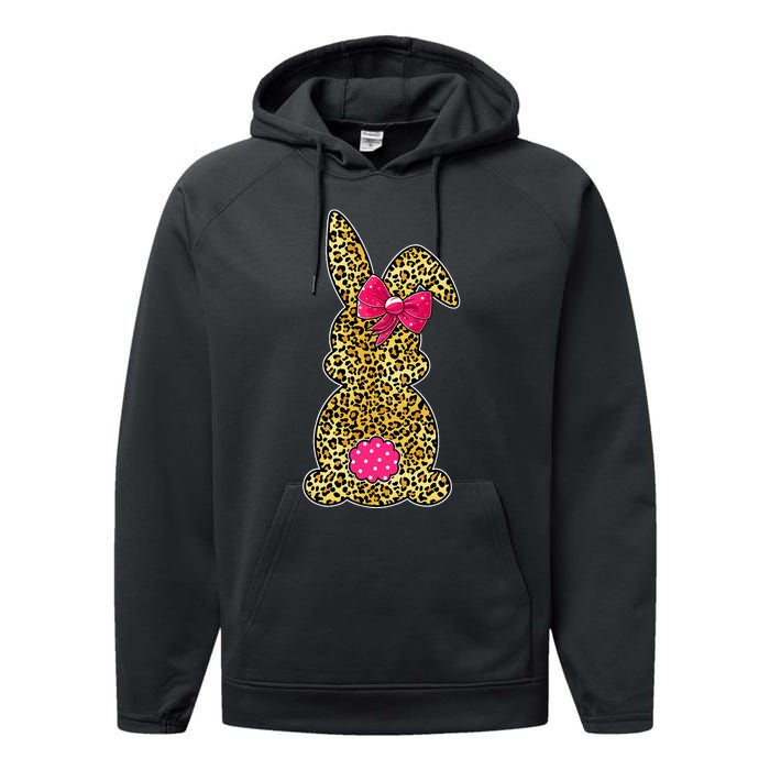 Bunny Easter Leopard Print Rabbit Easter Day Performance Fleece Hoodie