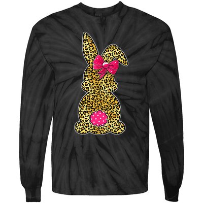 Bunny Easter Leopard Print Rabbit Easter Day Tie-Dye Long Sleeve Shirt