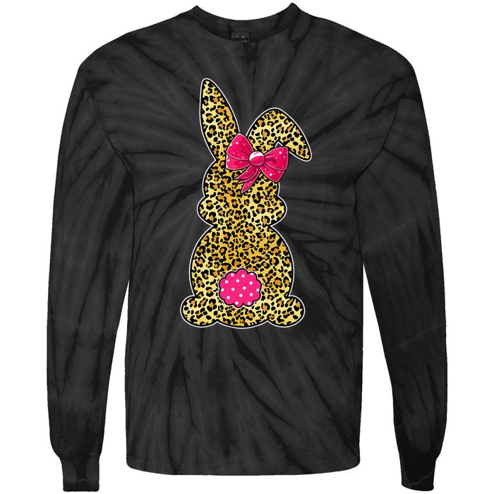 Bunny Easter Leopard Print Rabbit Easter Day Tie-Dye Long Sleeve Shirt