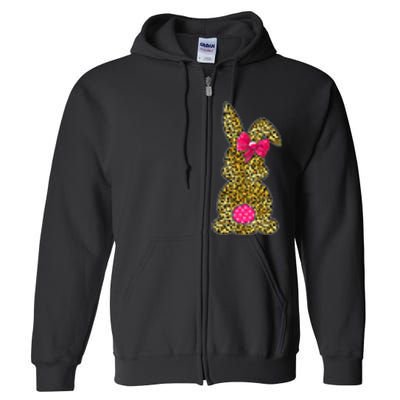 Bunny Easter Leopard Print Rabbit Easter Day Full Zip Hoodie