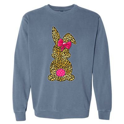 Bunny Easter Leopard Print Rabbit Easter Day Garment-Dyed Sweatshirt