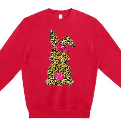 Bunny Easter Leopard Print Rabbit Easter Day Premium Crewneck Sweatshirt