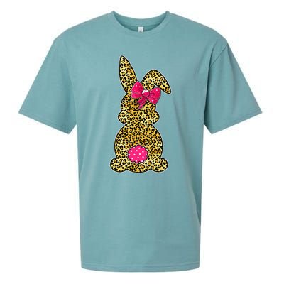 Bunny Easter Leopard Print Rabbit Easter Day Sueded Cloud Jersey T-Shirt