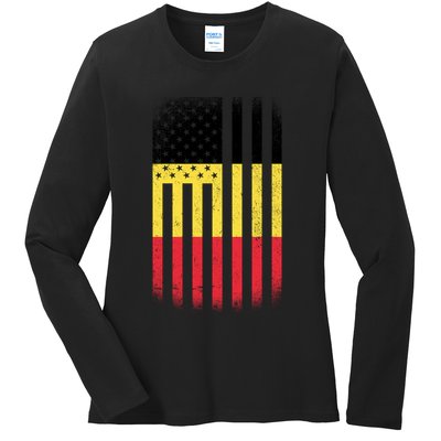 Vintage Flag Of Belgium Ladies Long Sleeve Shirt