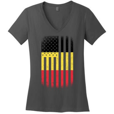 Vintage Flag Of Belgium Women's V-Neck T-Shirt