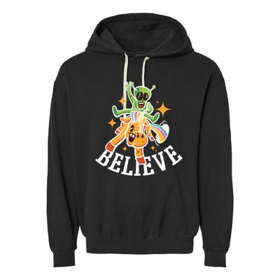Believe Alien Unicorn Garment-Dyed Fleece Hoodie