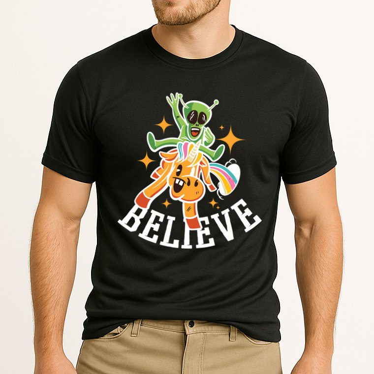 Believe Alien Unicorn Performance Shirt