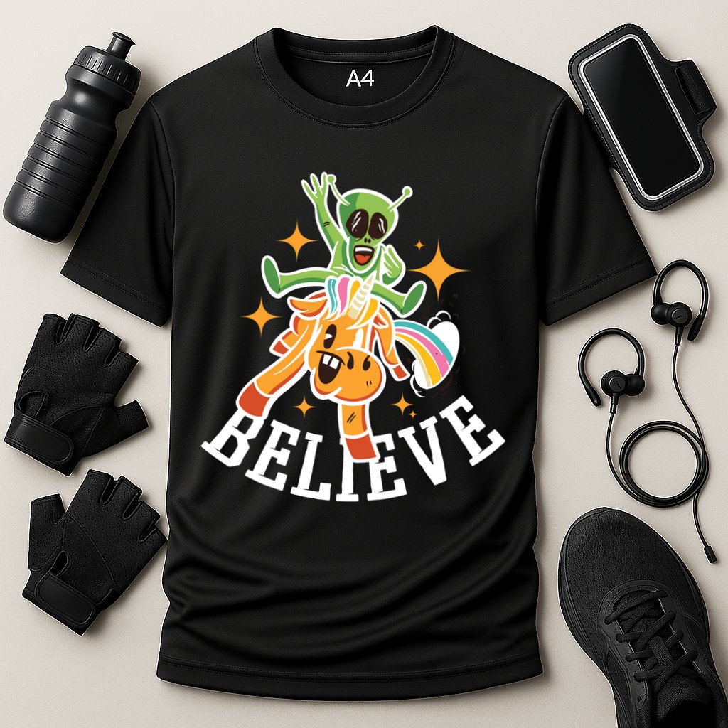 Believe Alien Unicorn Performance Shirt
