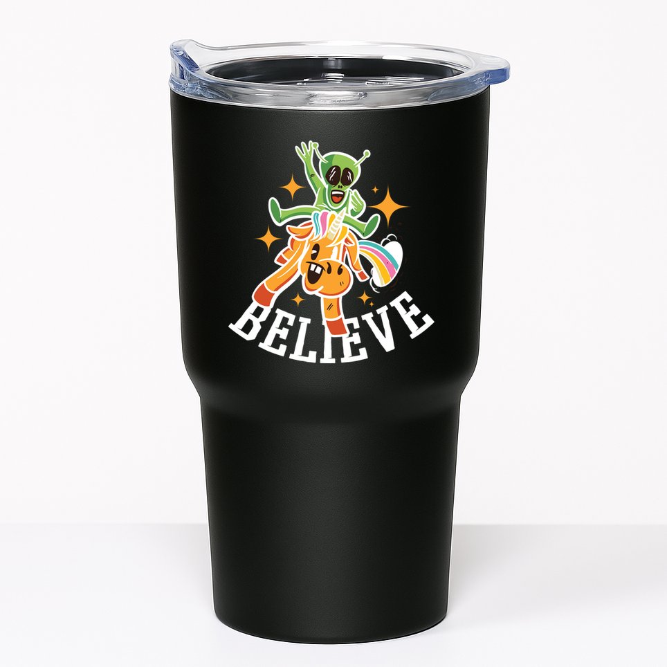 Believe Alien Unicorn Tumbler