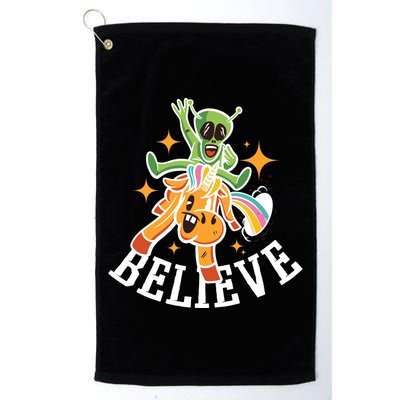Believe Alien Unicorn Golf Towel