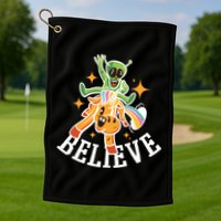 Believe Alien Unicorn Golf Towel