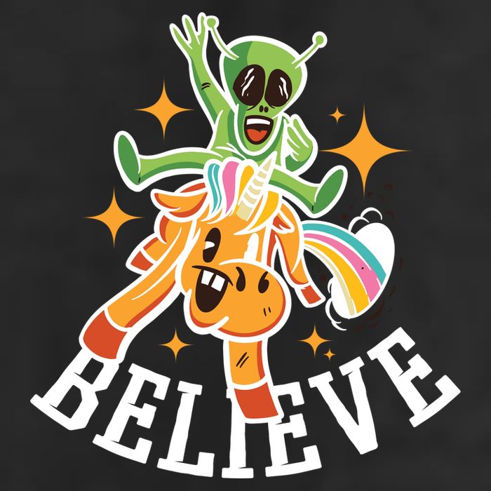 Believe Alien Unicorn Golf Towel