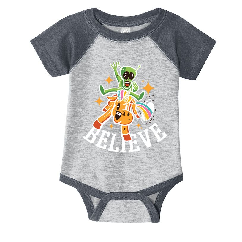 Believe Alien Unicorn Infant Baby Jersey Bodysuit