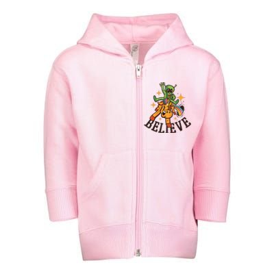 Believe Alien Unicorn Toddler Zip Fleece Hoodie