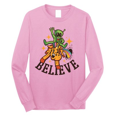 Believe Alien Unicorn Long Sleeve Shirt