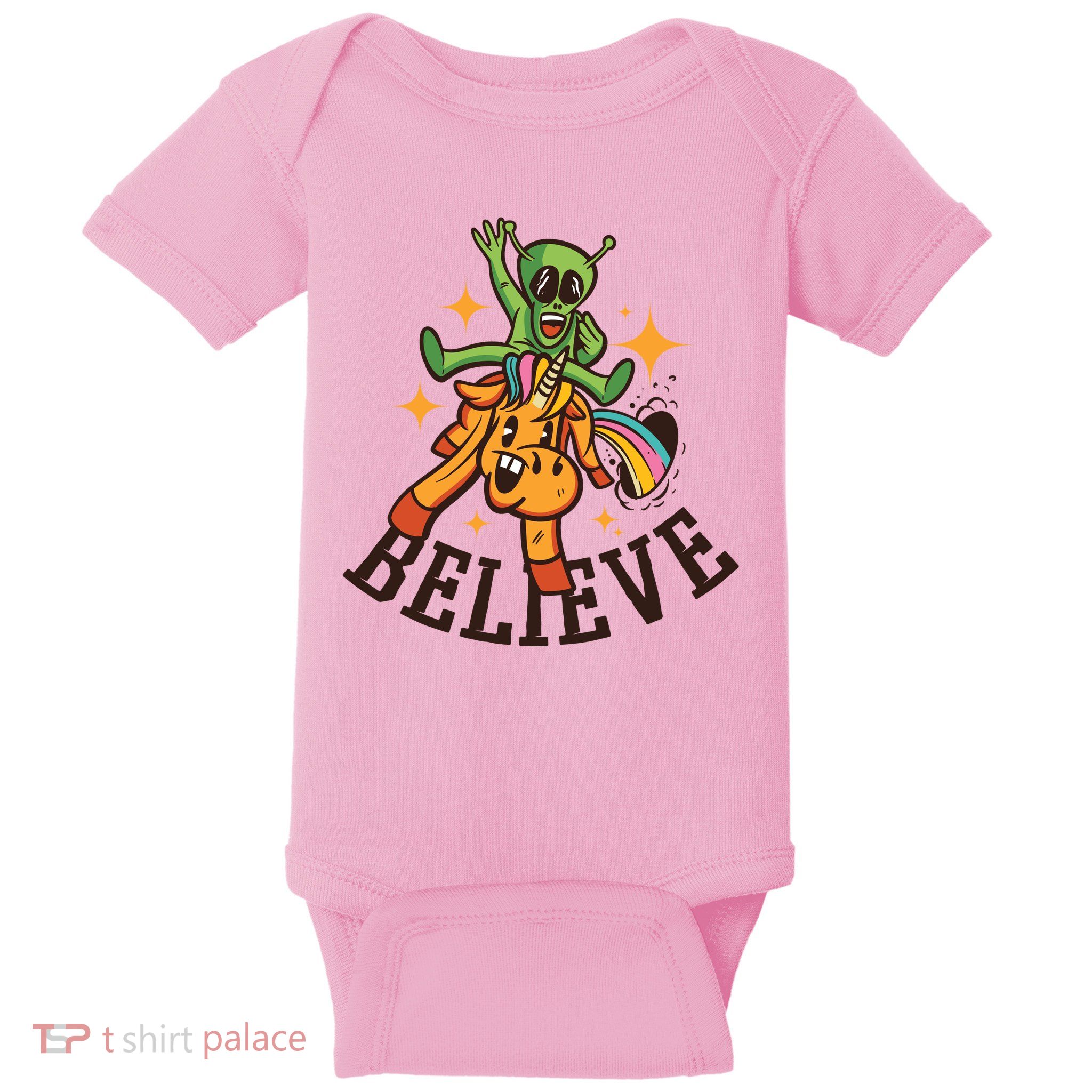 Believe Alien Unicorn Baby Bodysuit