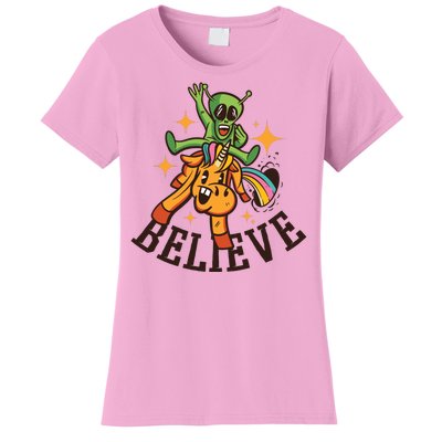 Believe Alien Unicorn Women's T-Shirt