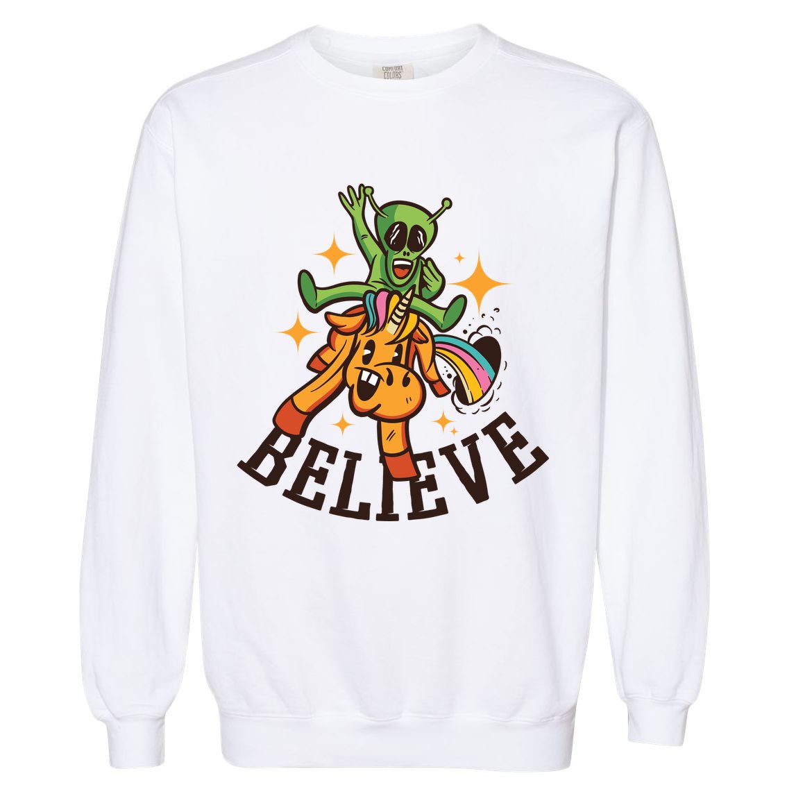 Believe Alien Unicorn Garment-Dyed Sweatshirt