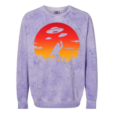 Believe Bigfoot UFO Colorblast Crewneck Sweatshirt