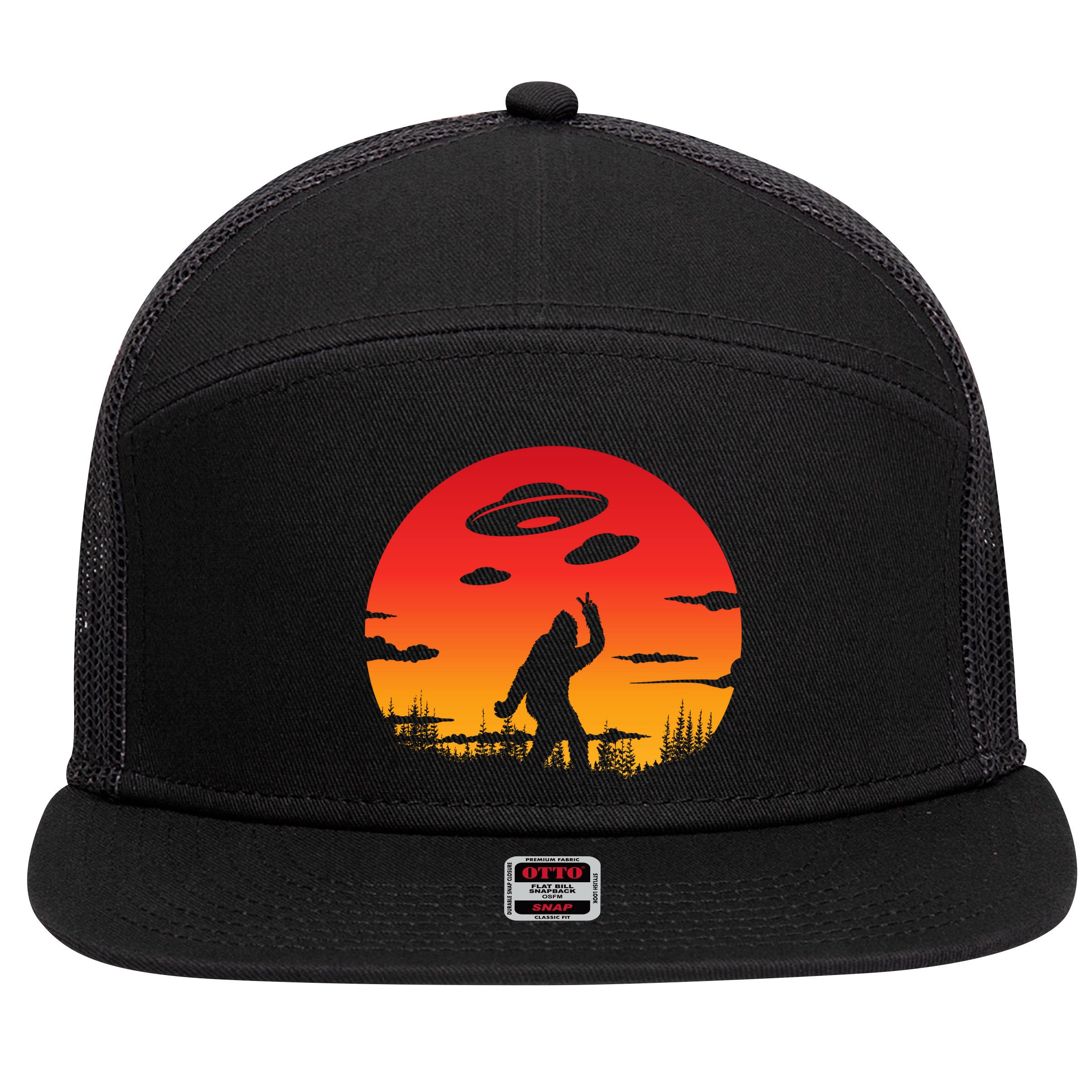 Believe Bigfoot UFO 7 Panel Mesh Trucker Snapback Hat