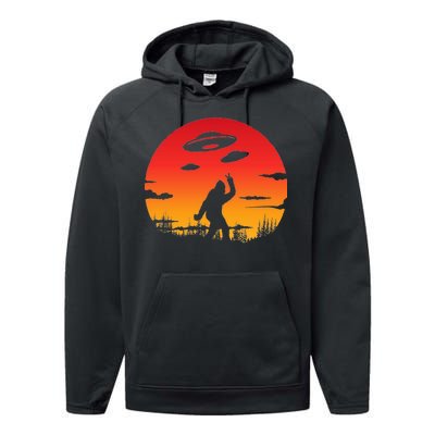 Believe Bigfoot UFO Performance Fleece Hoodie