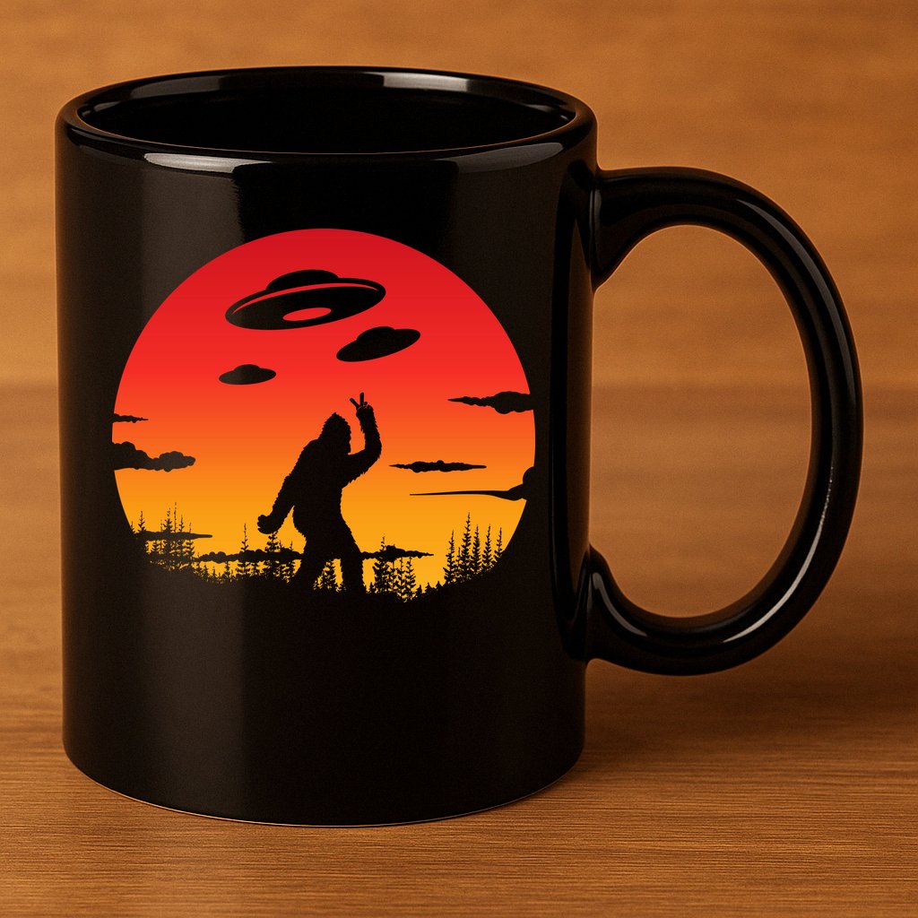 Believe Bigfoot UFO 11oz C Handle Ceramic Mug