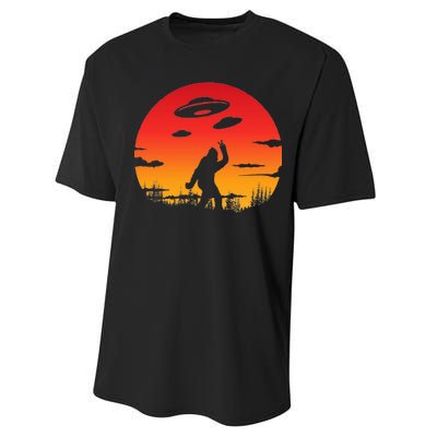 Believe Bigfoot UFO Performance Sprint T-Shirt