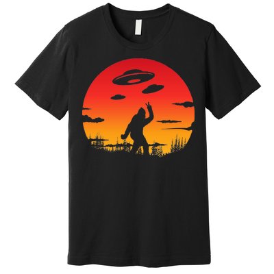 Believe Bigfoot UFO Premium T-Shirt