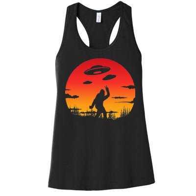 Believe Bigfoot UFO Women's Racerback Tank