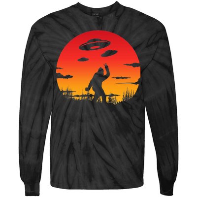 Believe Bigfoot UFO Tie-Dye Long Sleeve Shirt