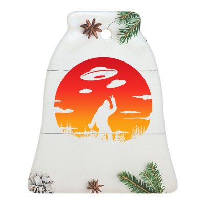 Believe Bigfoot UFO Ceramic Bell Ornament