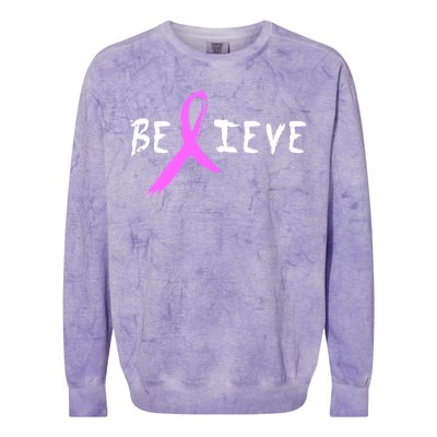 Believe Breast Cancer Colorblast Crewneck Sweatshirt