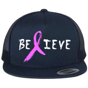 Believe Breast Cancer Flat Bill Trucker Hat